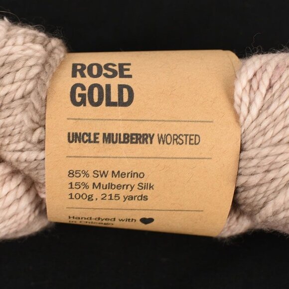 KRAEO Uncle Mulberry Worsted Yarn SW Merino Mulberry Silk Hand-Dyed Rose Gold - Picture 3 of 4